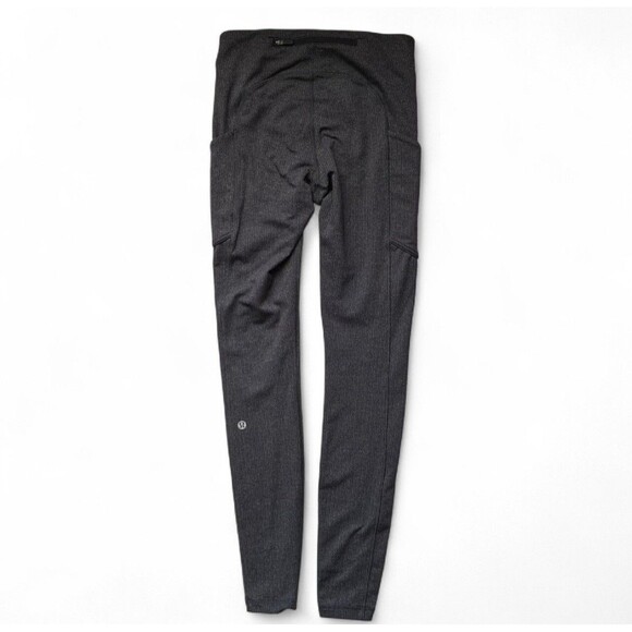 Lululemon Speed Up Tight Power Luxtreme Variegated Knit Heathered Black Size 4 - Picture 3 of 13